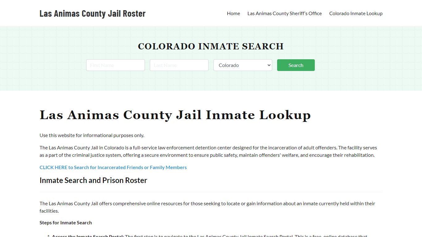 Las Animas County Jail Roster Lookup, CO, Inmate Search